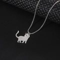 Collana minimalista in acciaio inossidabile argento con ciondolo a silhouette di gatto - Ciondolo Gatto (2-GXL030) / Argento