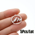 5Pcs stainless steel hollowed mountain peak pendant charms for DIY jewelry making - Mountain Circle Style (542) / 5 Pieces / Steel