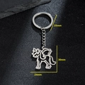 Porte-clés licorne en acier inoxydable argenté avec dimensions et pendentif ajouré - Style Creux Licorne