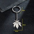 Llavero de hoja de arce en acero inoxidable pulido con anillo de 25mm y dije de hoja - Estilo de Hoja de Siete Lóbulos (083 Color Acero) / Plateado
