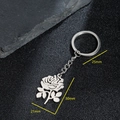 Minimalist silver stainless steel rose flower pendant keychain with 25mm key ring - 1 Piece/Pack / Steel