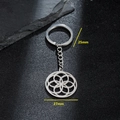 Porte-clés en acier inoxydable avec pendentif fleur géométrique évidée de 27mm de large - Style Géométrique Creux (134)