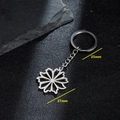 Porte-clés en acier inoxydable avec pendentif fleur évidée et anneau poli de 25mm - Style Fleur de Cerisier Creuse (135)