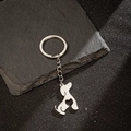 Minimalist stainless steel dog silhouette keychain with bone cutout on black stone - Cute Dog Style (164)