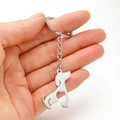 Portachiavi a forma di bassotto in acciaio inossidabile argento con cuore ritagliato - Silhouette di Bassotto (164)