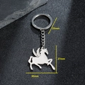 Unicorn pegasus hanger sleutelhanger in zilver roestvrij staal met ring van 25mm diameter - Pegasus-Stijl (077)