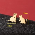 Pendientes asimétricos de gato y ratón en acero inoxidable dorado con detalle de corazón - 794 Dorado Gato y Ratón Asimétrico
