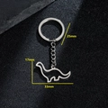 Portachiavi dinosauro in acciaio inossidabile lucido con anello da 25mm e ciondolo - Stile Brachiosauro (028)