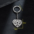 Minimalist stainless steel hollow heart keychain with silver pendant dimensions 30x28mm - Geometric Hollow Heart Style (146)