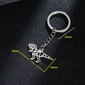 Modern origami stainless steel dinosaur keychain with geometric cutout t-rex design - Geometric T-Rex Style (029)
