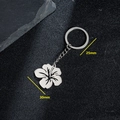 Portachiavi fiore d'ibisco in acciaio inox con anello 25mm e ciondolo fiore 30mm - Stile Ibisco (128)