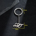 Stainless steel double heart keychain with arrows showing 30mm x 16mm pendant dimensions - Cupid's Arrow Heart Style (147)