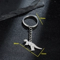 Polished stainless steel dinosaur keychain with Tyrannosaurus rex silhouette pendant - T-Rex Silhouette Style (030)