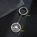 Llavero de acero inoxidable con diseño de sol y montañas calado diámetro de 26mm - Estilo Círculo de Olas del Amanecer (152)