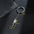Silver stainless steel rose flower pendant keychain with modern minimalist hollow design - Steel