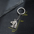 Minimalist silver stainless steel unicorn keychain with geometric hollow horse head pendant - Unicorn Head Style (032)