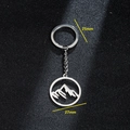 Stainless steel mountain silhouette keychain in silver finish with 27mm round pendant - Steel