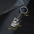 Polished stainless steel geometric fox keychain with minimalist origami pendant design - Geometric Fox Style (034)