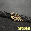 Pack de 5 colgantes de dinosaurio huecos en acero inoxidable chapado en oro 18K para joyas - Paquete de 5 piezas / Dorado