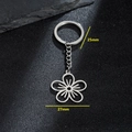 Portachiavi minimalista in acciaio inox argento con ciondolo a fiore traforato e anello - Fiore Cavo Argentato (133)