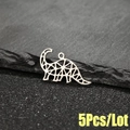Lote de 5 colgantes de dinosaurio de acero inoxidable pulido para joyería DIY - Paquete de 5 piezas / Color Acero