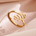 French style 18K gold branch ring in adjustable stainless steel with a matte finish - Stainless Steel / Coral Branch Shape / Gold
