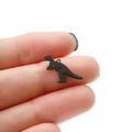 Matte black stainless steel dinosaur charm pendant for DIY jewelry making accessories - Silhouette Tyrannosaurus Style (563) / 5 Pieces / Black