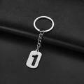 Minimalist silver stainless steel keychain featuring a hollow number 1 rectangle pendant - Number 1