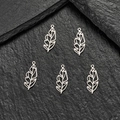 Set de 5 colgantes de hoja calada de acero inoxidable para joyería artesanal DIY - Hoja fina calada (620 Acero) / Color Acero