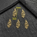 Set de 5 colgantes de hoja hueca en oro de 18K con venas detalladas, 22mm por 8mm - Hoja fina calada (620 Dorado) / Dorado