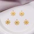 Cinco dijes de flores doradas en plato de cerámica para joyería artesanal hecha a mano - 5 Piezas / Dorado