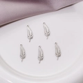 Set of 5 mini silver stainless steel feather charms for DIY jewelry making and crafts - Silver