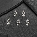 Pack de 5 colgantes de girasol en acero inoxidable plateado con hojas para creación de joyas - Color Acero