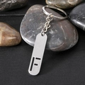 Polished stainless steel rectangular keychain with hollow letter F charm pendant - Letter F