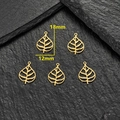 Colgantes de hoja en acero inoxidable dorado para joyas DIY, 18x12mm, diseño calado - Dorado