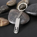 Stainless steel keychain featuring a rectangular pendant with a hollow letter H design - Letter H