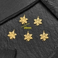 Set of 5 gold hollow leaf charms in 20mm size made of stainless steel for jewelry making - Five-Lobed Leaf (625) / 5 Pieces / Gold