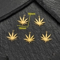Set of five 18mm golden stainless steel maple leaf charms on a dark stone background - Maple/Cannabis Leaf Style (631) / 5 Pieces / Gold