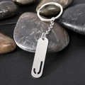 Silver stainless steel keychain featuring a rectangular pendant with hollow letter J cutout - Letter J