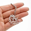 Portachiavi con unicorno in acciaio inossidabile lucido e ciondolo a forma di animale - Argento