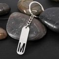 Silver stainless steel rectangular keychain with hollow letter M pendant design - Letter M