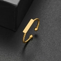 Adjustable golden stainless steel ring featuring a twisted band and rectangle panel - Rectangle Style (318) / Gold