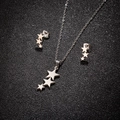 Conjunto de joyas de plata con estrellas en cascada, collar y pendientes en oro de 18K - Color Acero
