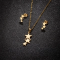 Conjunto de joyas estrella bañadas en oro de 18K con collar de colgantes y pendientes - Dorado