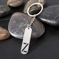Silver stainless steel keychain with rectangular hollow letter Z pendant and metal ring - Letter Z