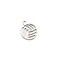 Vue macro d'un pendentif volleyball argenté en acier inoxydable pour création de bijoux DIY - 5744217523679 / Volley-ball Creux (438 Couleur Acier) / 5 Pcs/Paquet