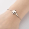 Bracciale minimalista in acciaio inossidabile argento con ciondolo a palma tropicale da donna - Color Acciaio