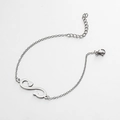 Pulsera de acero inoxidable plateado con corazón infinito y cadena ajustable - Color Acero