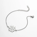 Pulsera de copo de nieve de acero inoxidable pulido con cierre de mosquetón ajustable - Color Acero