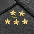 Pack of 5 golden 16mm stainless steel flower pendants for DIY jewelry making - Five-Petal Flower Style (617) / 5 Pieces/Pack (16mm) / Gold